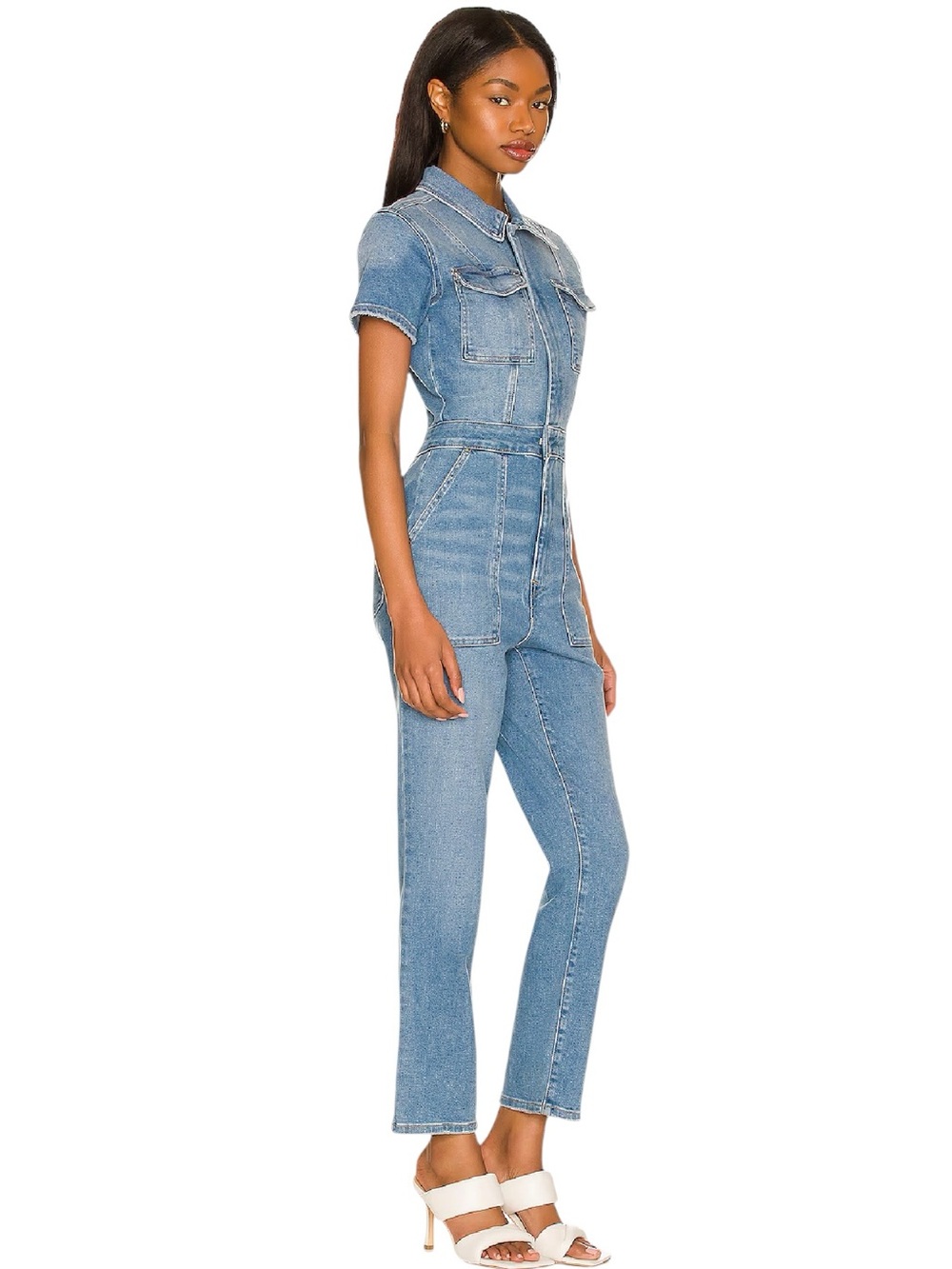Good American Fit For Success Denim Jumpsuit NWT Medium Utility Chic Blue - Picture 2 of 14